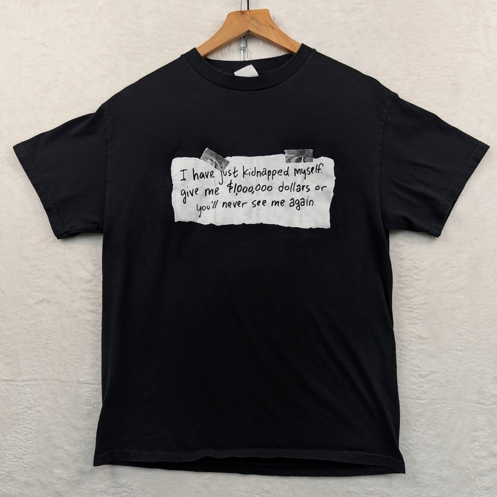 VTG Tennessee River T-Shirt Men's M Black Ransom Note Funny Regular Fit Y2K
